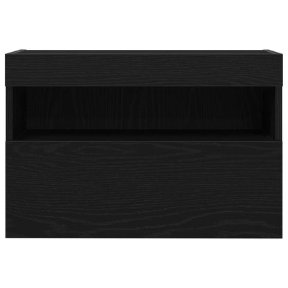Tv Wandkast Met Led-Verlichting 1 Zwart eiken