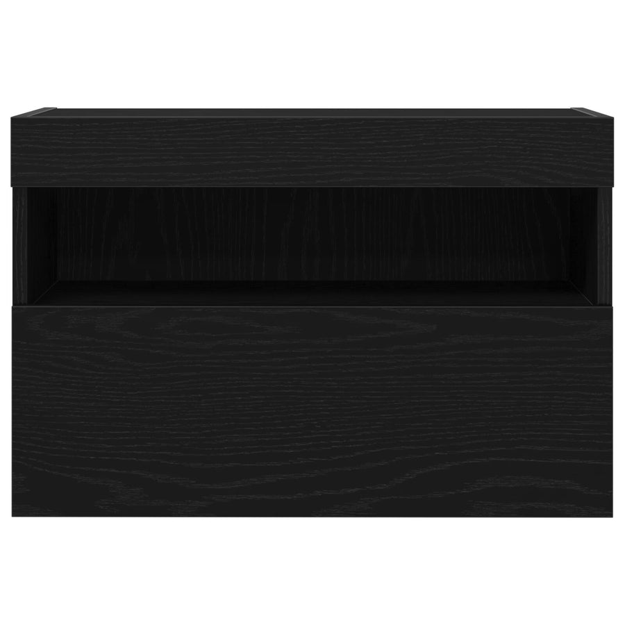 Tv Wandkast Met Led-Verlichting 1 Zwart eiken