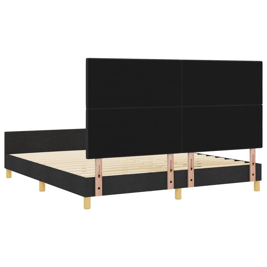 Bed Frame Zwart 180X200 Cm Stof Crème