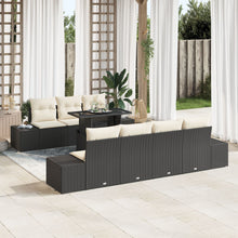 8-Delige Tuin Sofa Set Met Kussens Zwart Poly Rattan