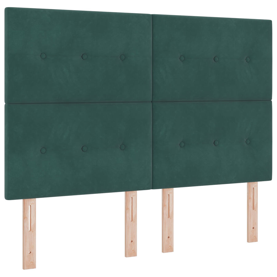 Donkergroene Fluwelen Bedbalk 140X190 Cm Crème