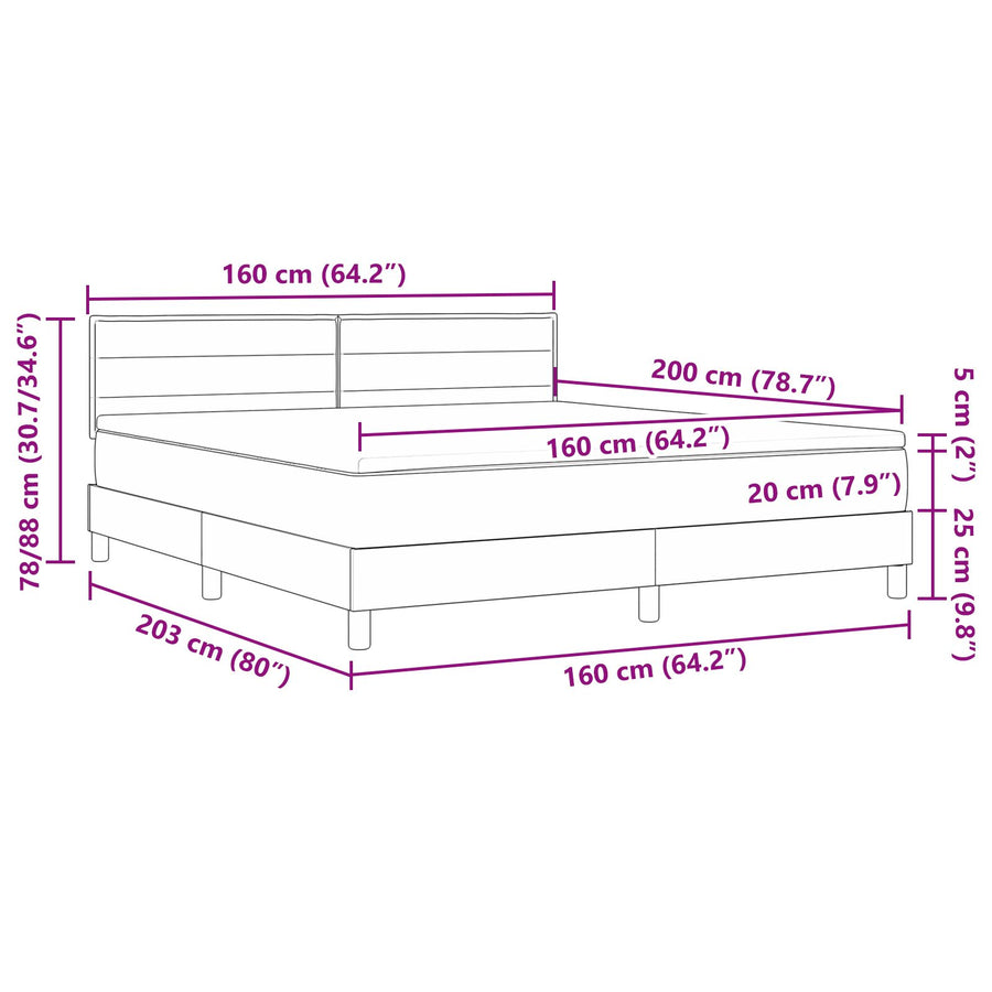Boxspring Bed Met Matras Stof Donkergrijs 160 x 200 cm Lijnen ontwerp