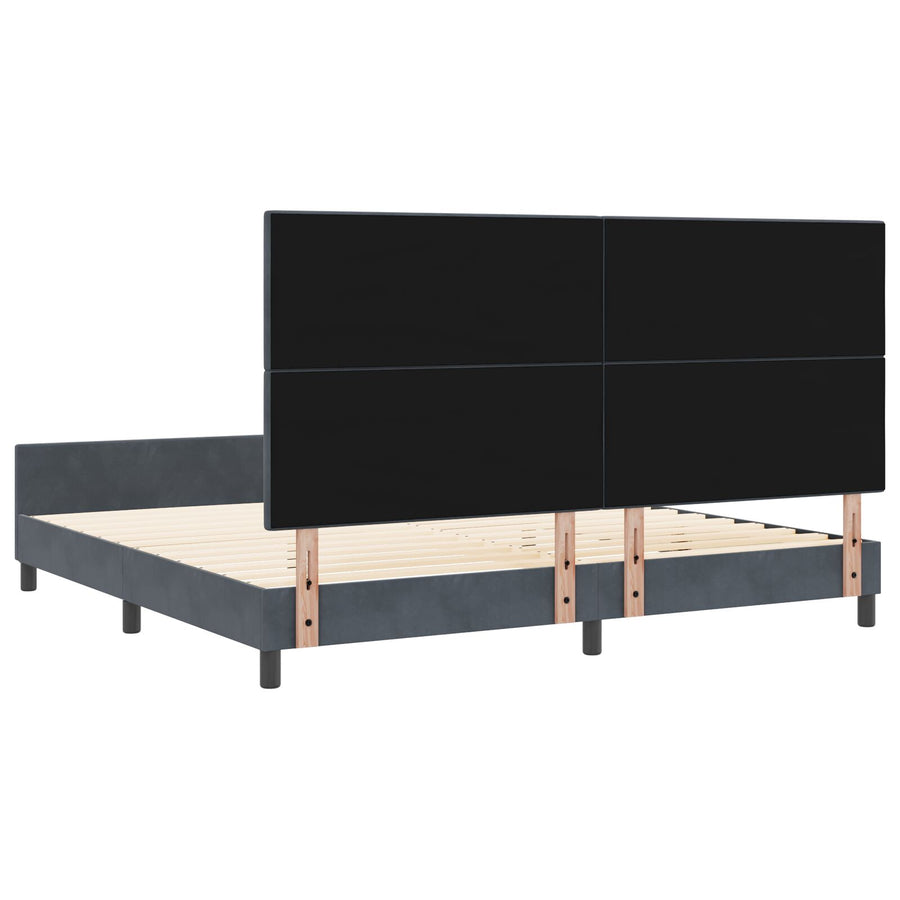 Bed Frame Donkergrijs 200X200 Cm Velvet Crème