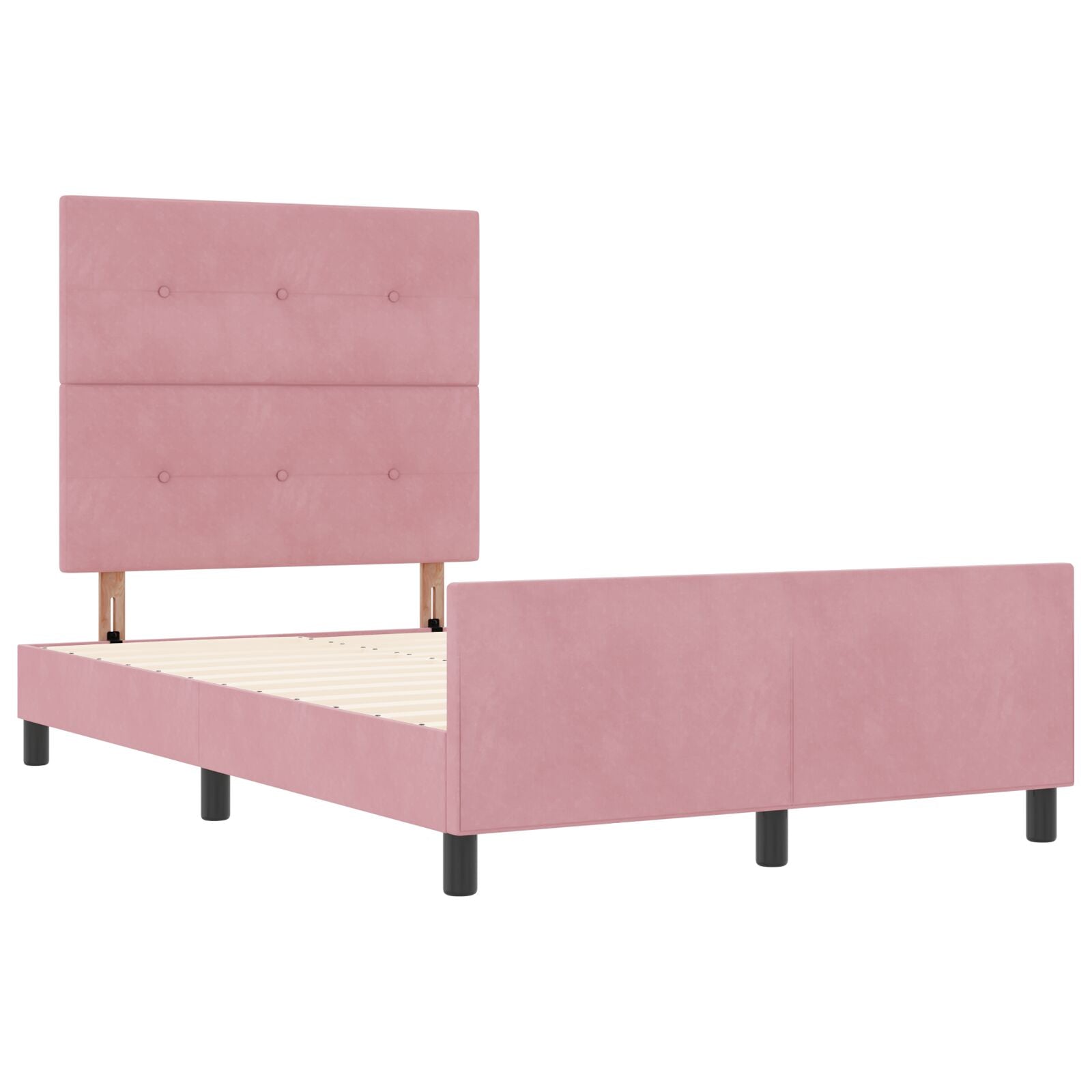 Roze Fluweel Bedframe 120X200 Cm Crème