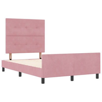 Roze Fluweel Bedframe 120X200 Cm Crème