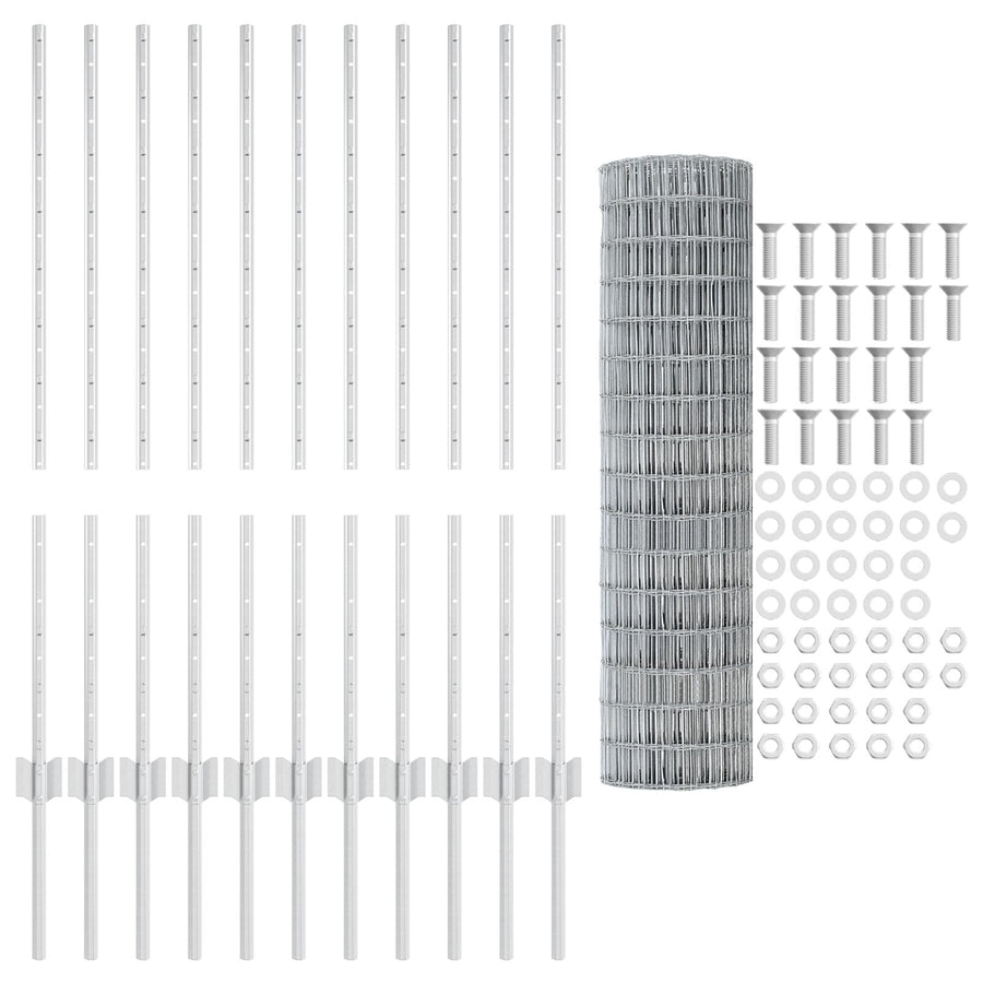 Euro Fence met 22 U-Palen Zilver 1x25 m Staal
