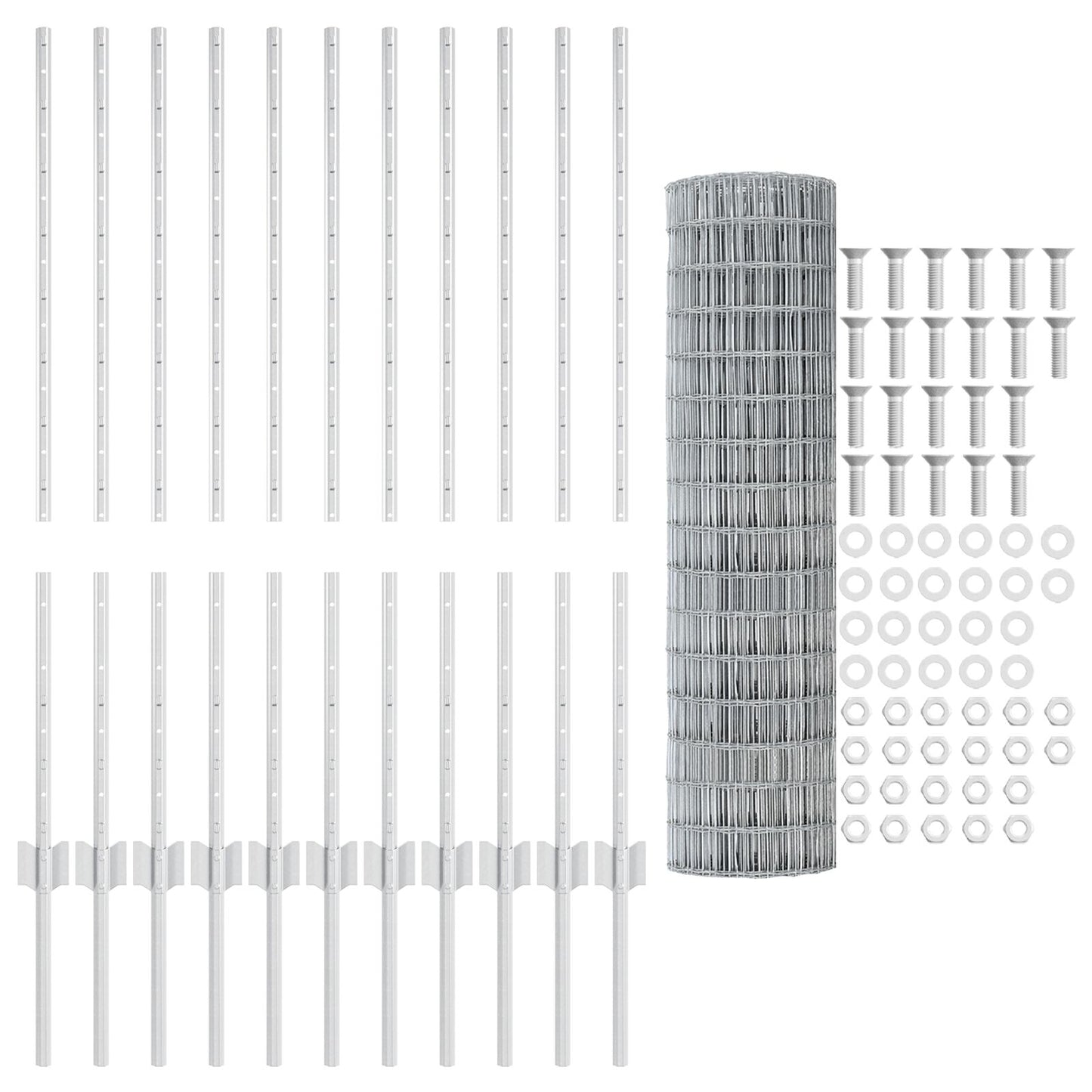 Euro Fence met 22 U-Palen Zilver 1x25 m Staal