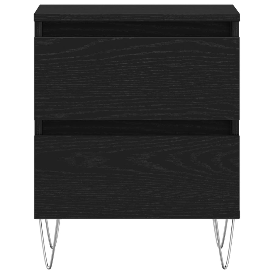 Nachtkasten 2 Stuks Zwart Eiken 40X35X50 Cm Gefabriceerd Hout