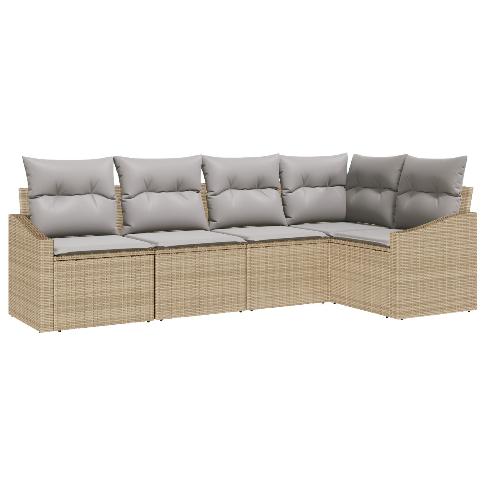 5-Delige Tuinbankset Met Kussens Poly Rattan Beige en grijs zonder tafel