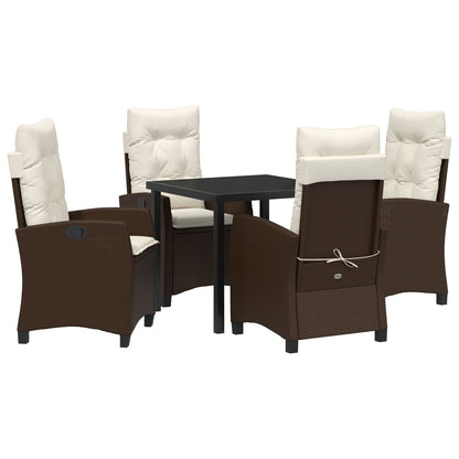 5-Delige Tuin Eettafel Set Met Kussens Bruin Poly Rattan