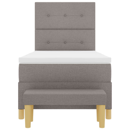 Boxspringbed Met Matras & Bank Stof Taupe 90 x 200 cm Knoopbed