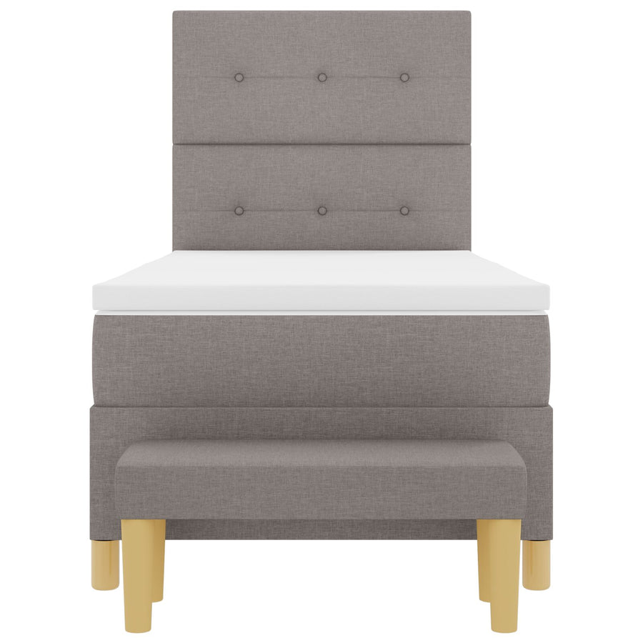 Boxspringbed Met Matras & Bank Stof Taupe 90 x 200 cm Knoopbed