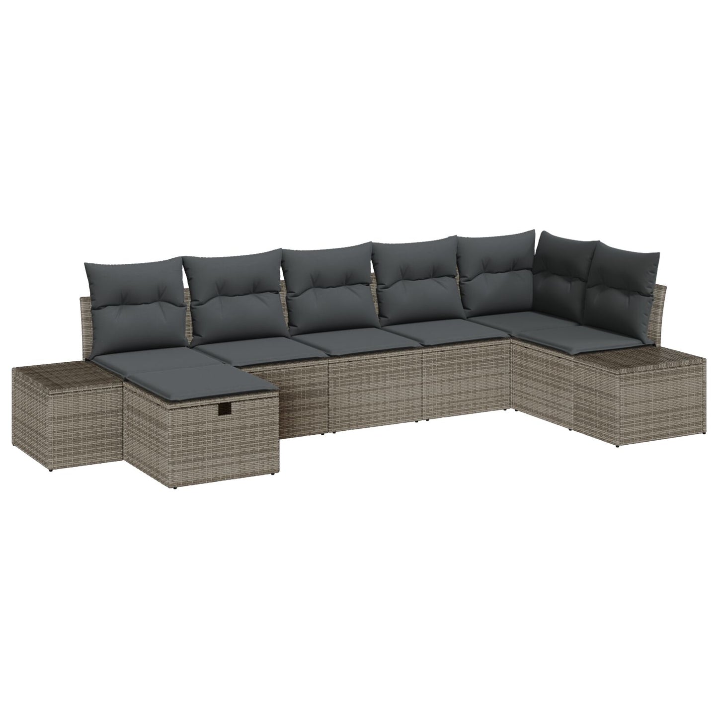 7-Delige Tuinsalon Set Met Kussens Grijs Poly Rattan Wit