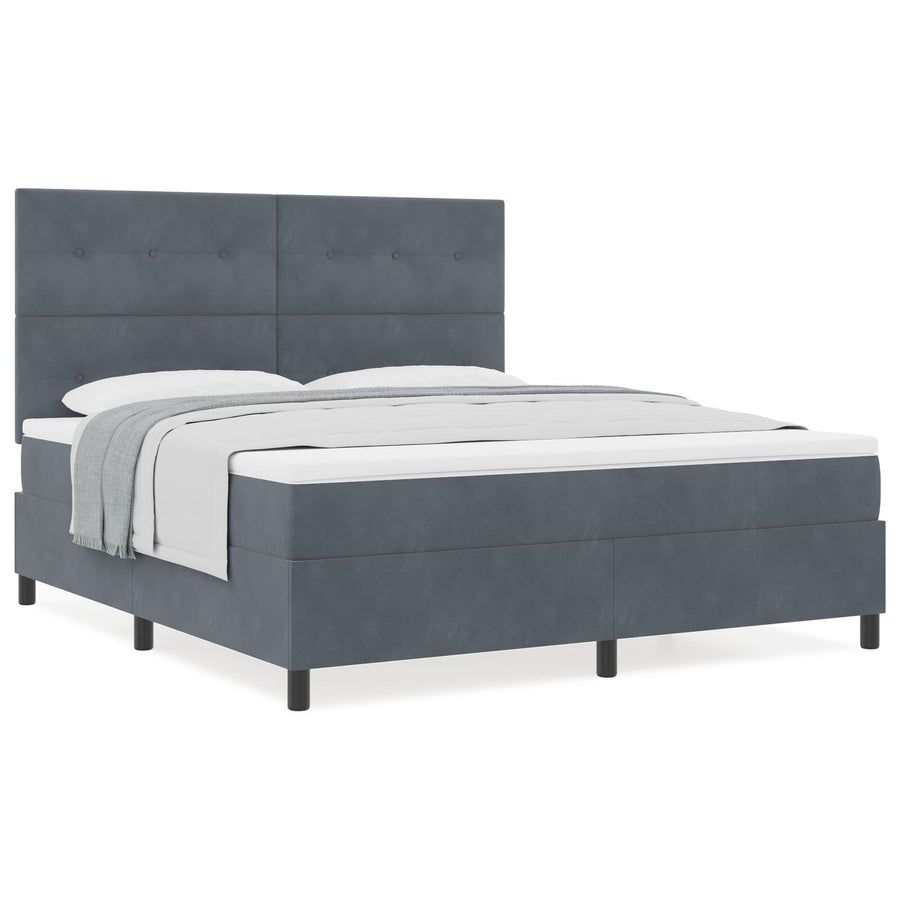 Boxspring Bed Met Matras Donkergrijs Super King Velours Blauw