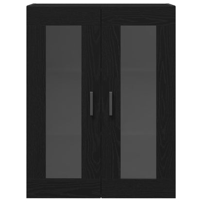 Wandkast Met Glazen Deuren Zwart Eiken 69.5X34X90 Cm