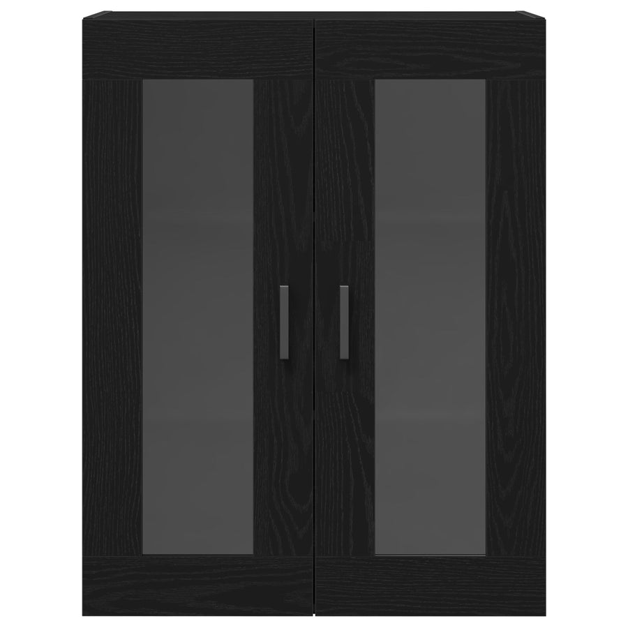 Wandkast Met Glazen Deuren Zwart Eiken 69.5X34X90 Cm