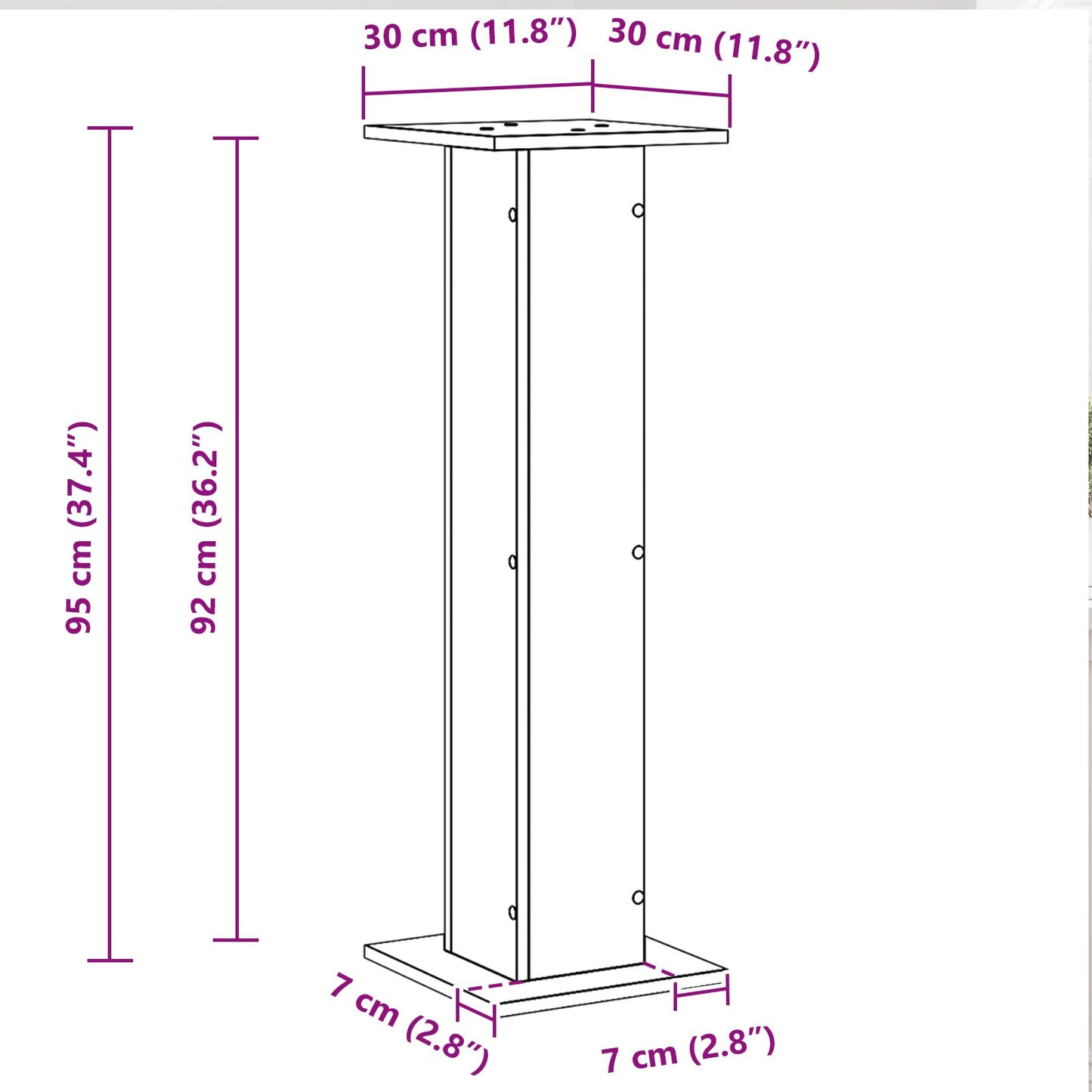 Plantstandaard 2 Stuks Bewerkt Hout 30 x 30 x 95 cm Zwart Eiken