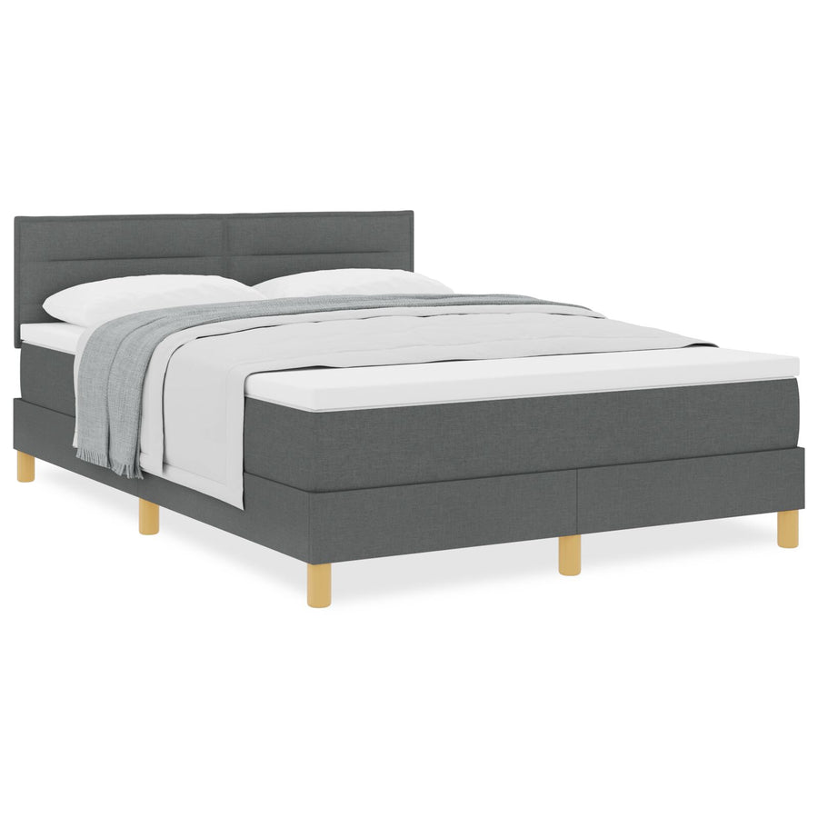 Boxspring Bed Met Matras Stof Donkergrijs 160 x 200 cm Lijnen ontwerp