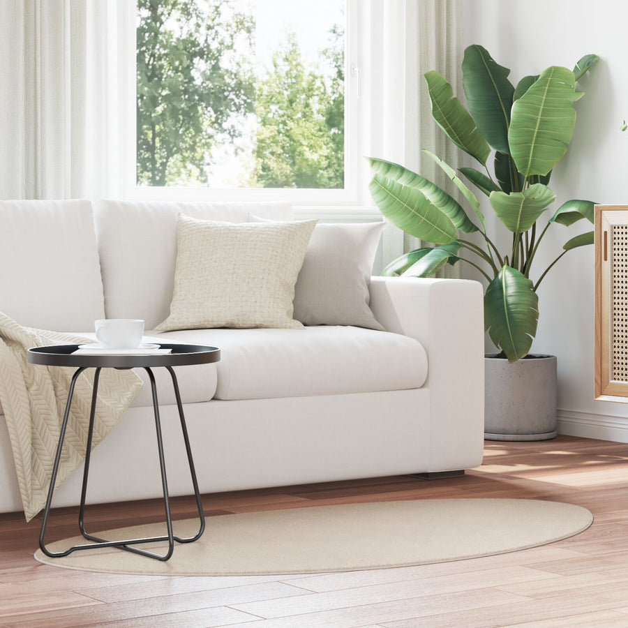 Tapijt ""Huarte"" Korte Pool Zacht En Wasbaar Beige 80 x 150 cm Ovaal-Asymmetrisch