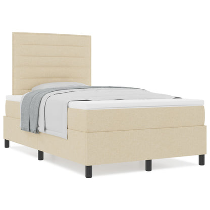 Boxspringbed Met Matras Stof Crème 120 x 200 cm Lijnenontwerp