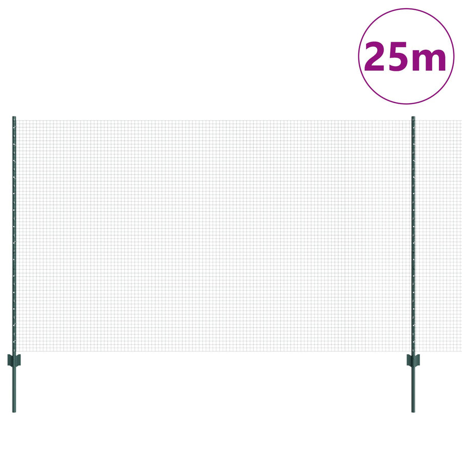Gelaste Draadhek Met 11 U Posts Groen 1.4X25 M Staal