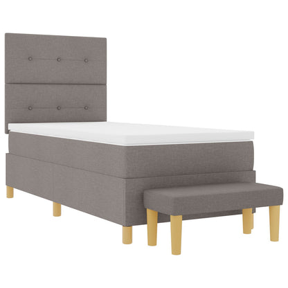 Boxspringbed Met Matras En Bank Stof Taupe 100 x 200 cm Knoopge tuftte