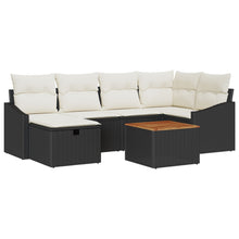 7-Delige Tuin Sofa Set Met Kussens Zwart Poly Rattan Wit