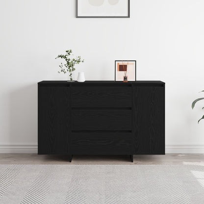 Sideboard Zwart Eiken Massief Eikenhout Zwart Eiken Sideboard