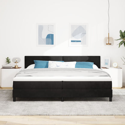 Boxspringbed Met Matras Zwart 200X200 Cm Fluweel Blauw