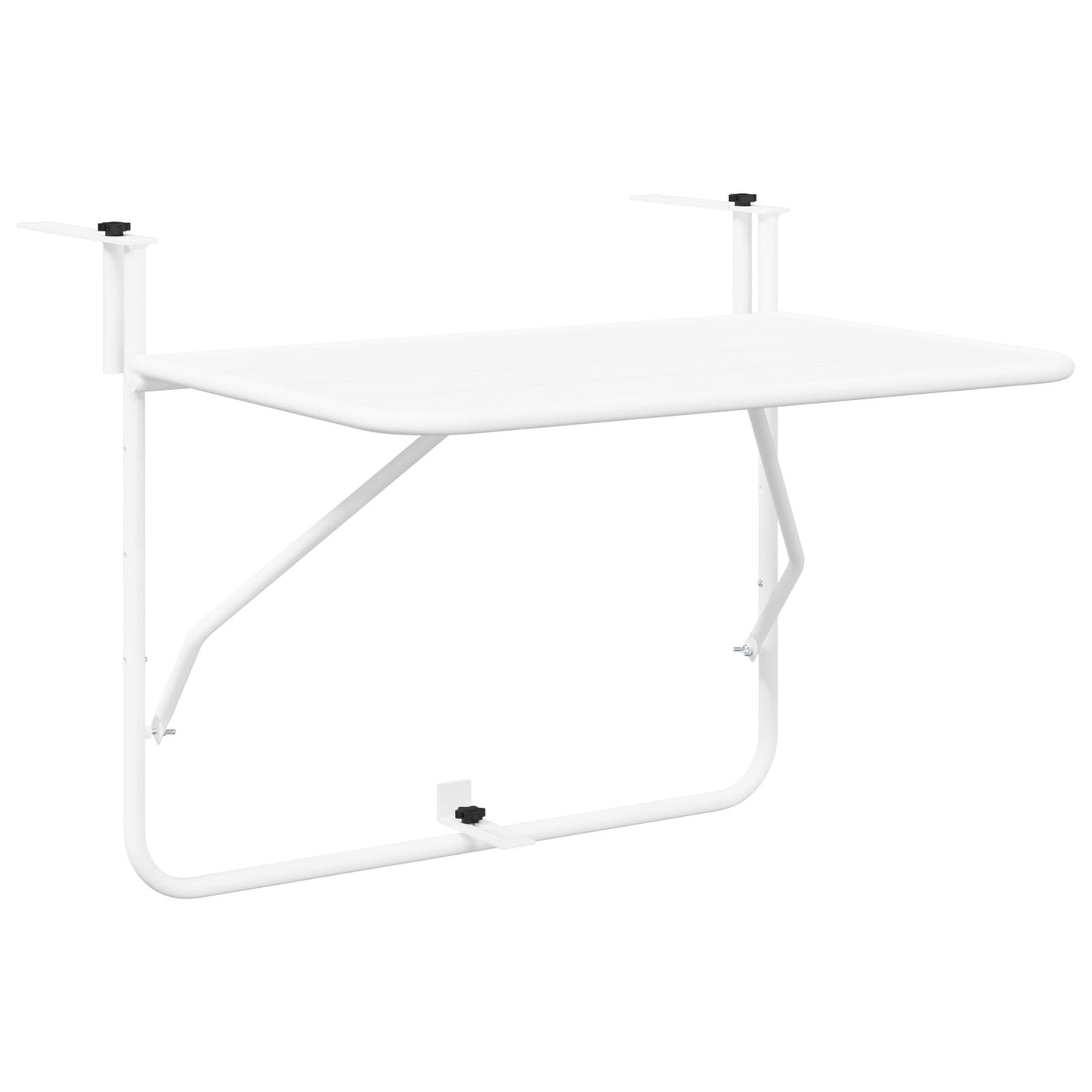 Hangende Balkon Tafel Opvouwbaar 60X40 Cm Staal Wit Lattenontwerp