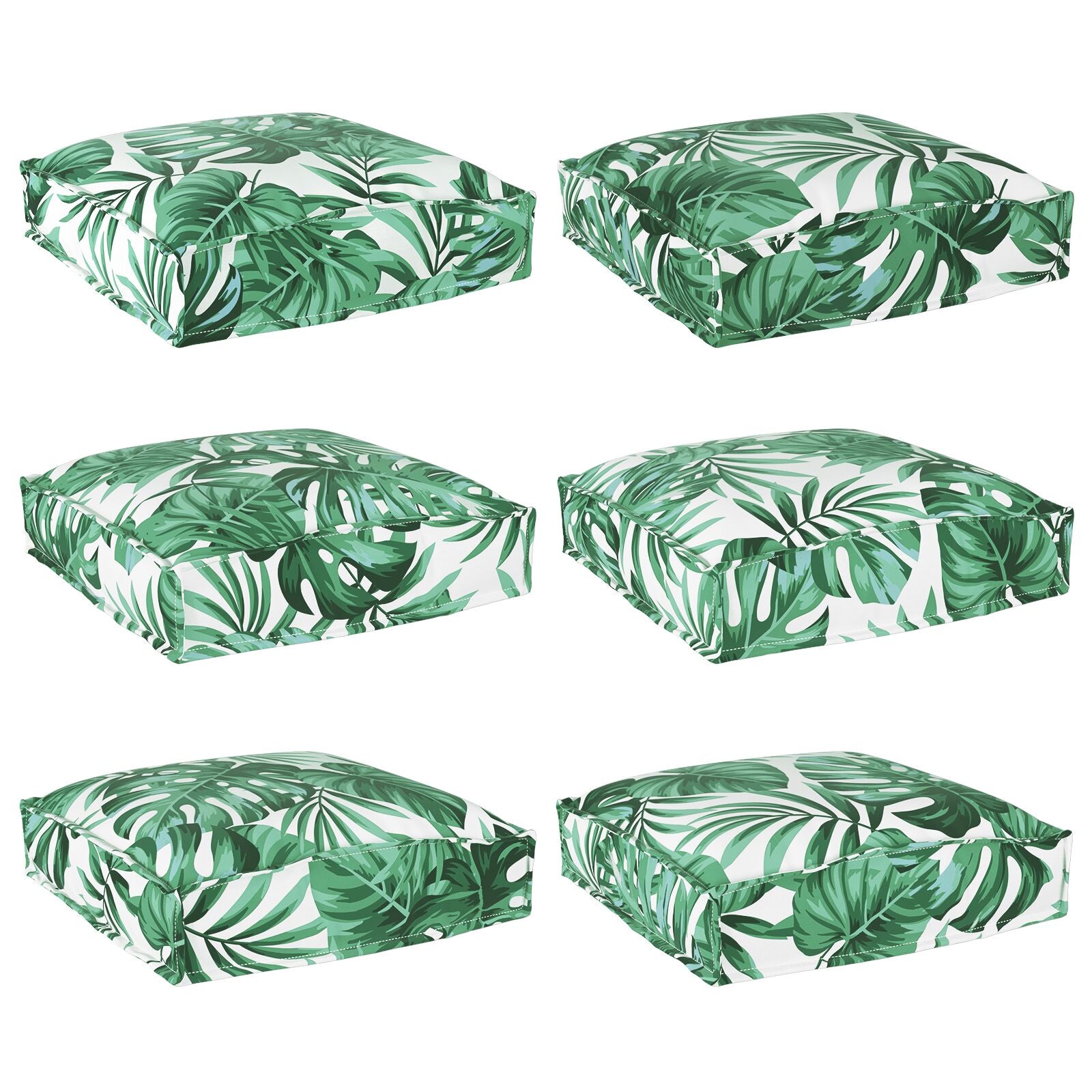 Buiten Kussen Set Van 6 Polyester 40 X 40 X 8 Cm Bladerig patroon
