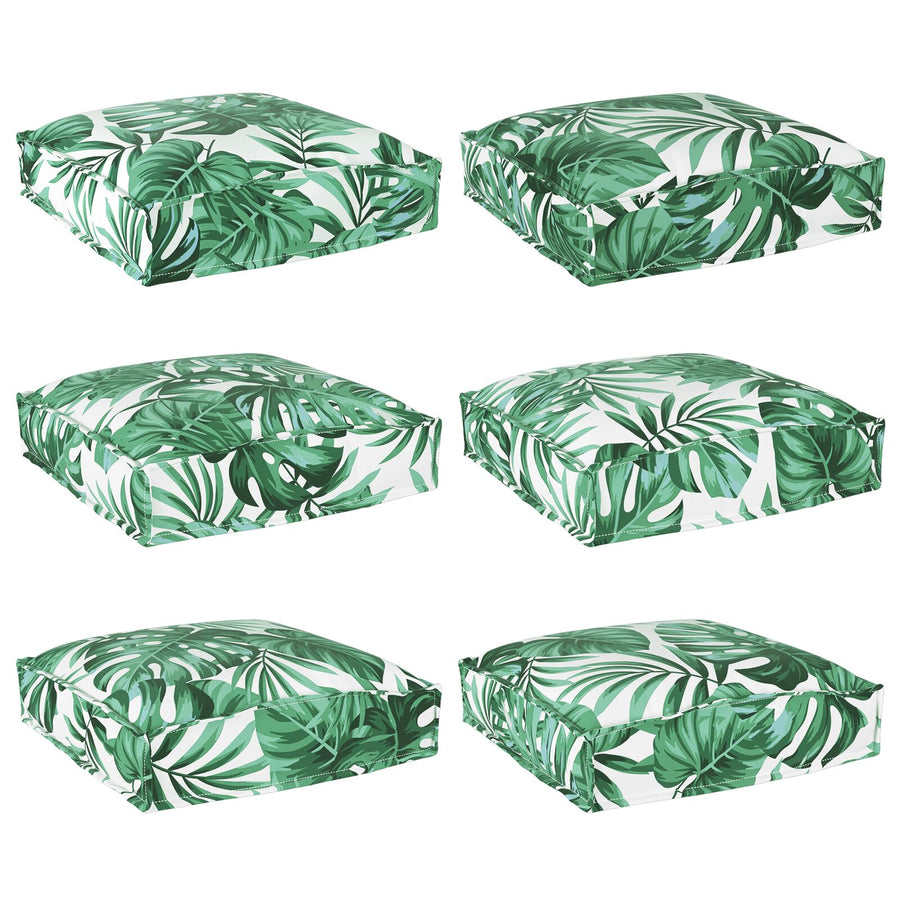 Buiten Kussen Set Van 6 Polyester 40 X 40 X 8 Cm Bladerig patroon