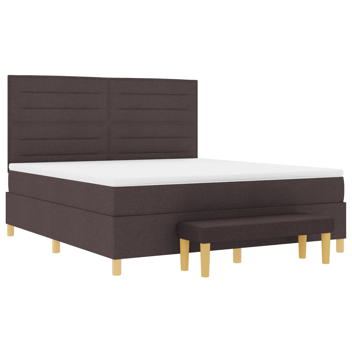 Boxspring Bed Met Matras & Bank Stof Donkerbruin 180 x 200 cm Lijnen ontwerp