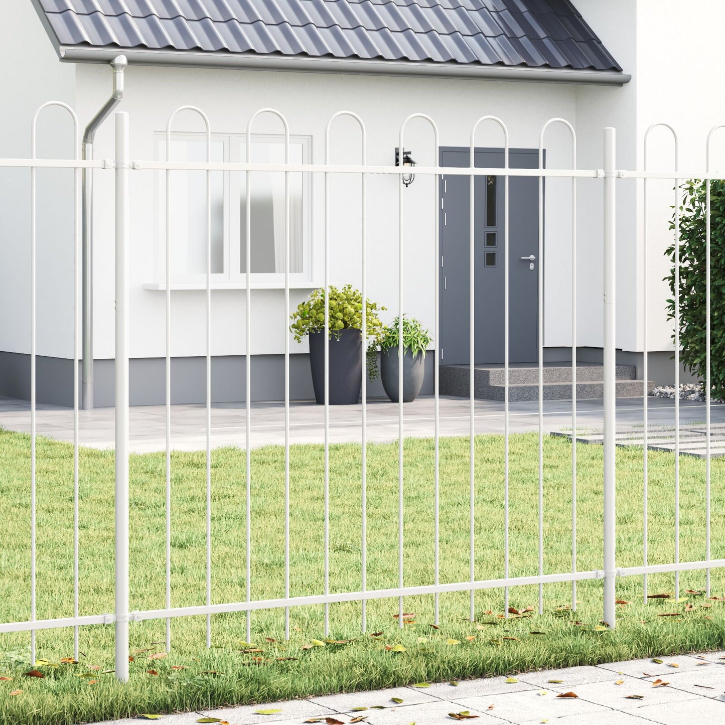 Tuinafscheiding Met Hoepel Top 3,4X Staal Wit 1,5 m 3,4 m