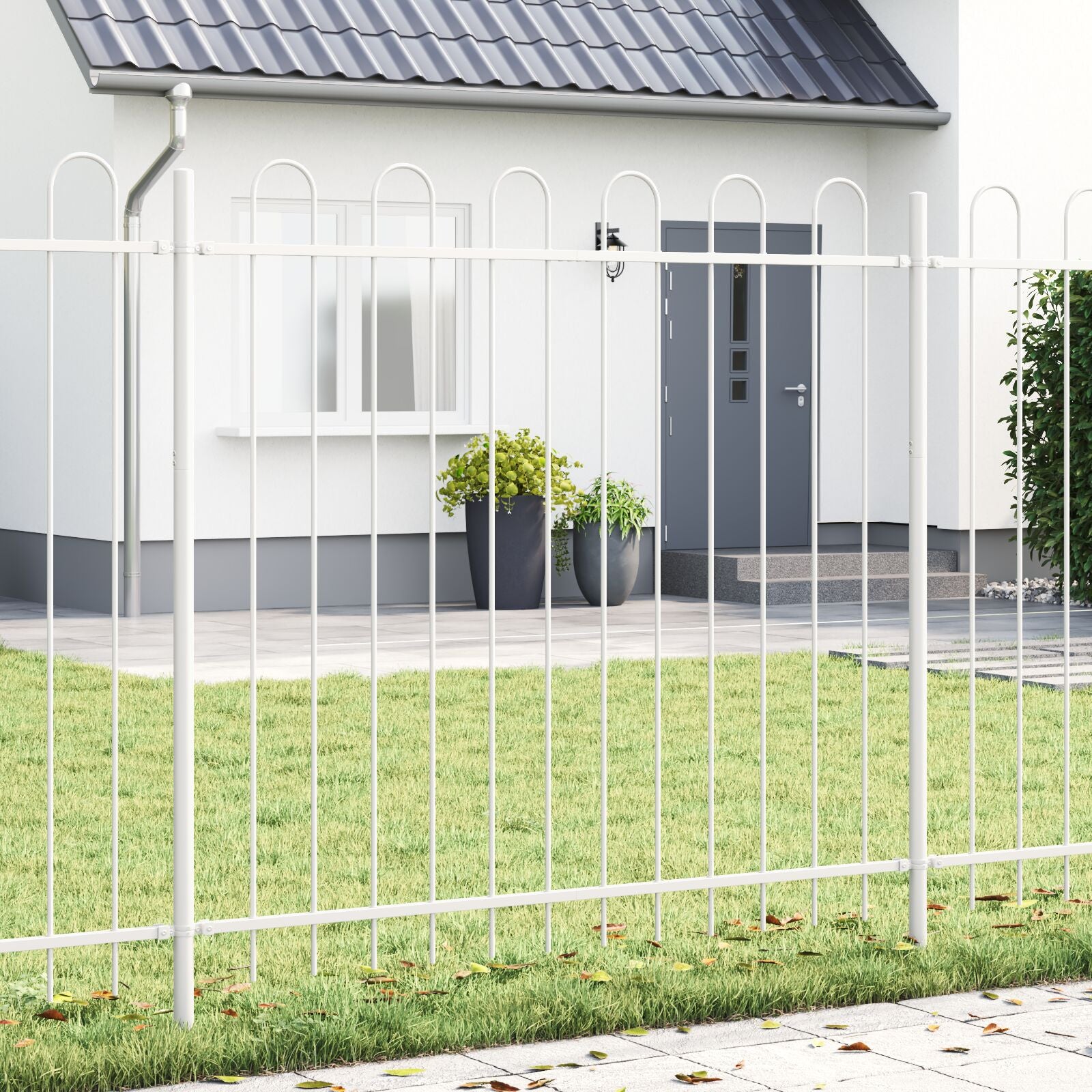 Tuinafscheiding Met Hoepel Top 3,4X Staal Wit 1,5 m 3,4 m
