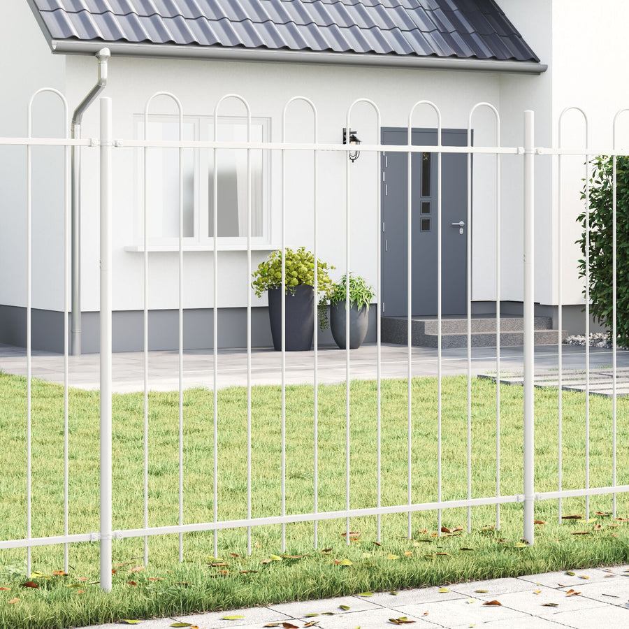 Tuinafscheiding Met Hoepel Top 3,4X Staal Wit 1,5 m 3,4 m