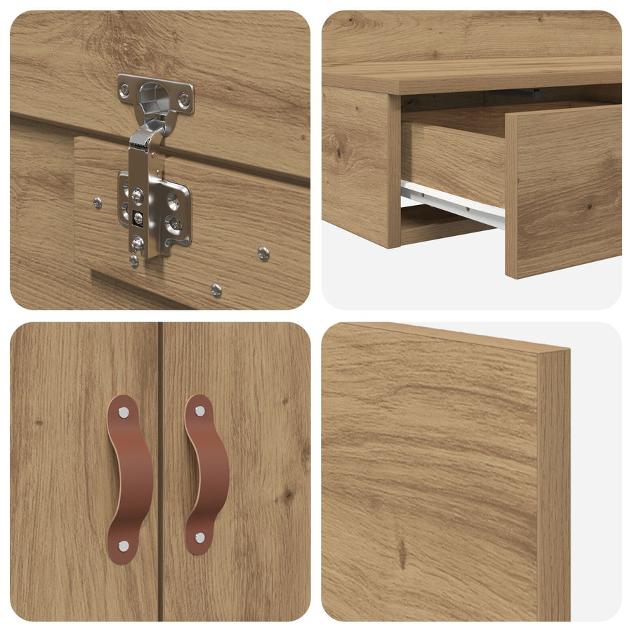 Opbergbedframe Artisan Eiken Bewerkt Hout 236,5 X 100 X 31,5 Cm Artisanaal Eiken