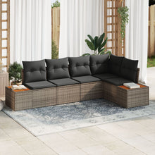 5-Delige Tuin Sofa Set Met Kussens Grijs Poly Rattan Acacia