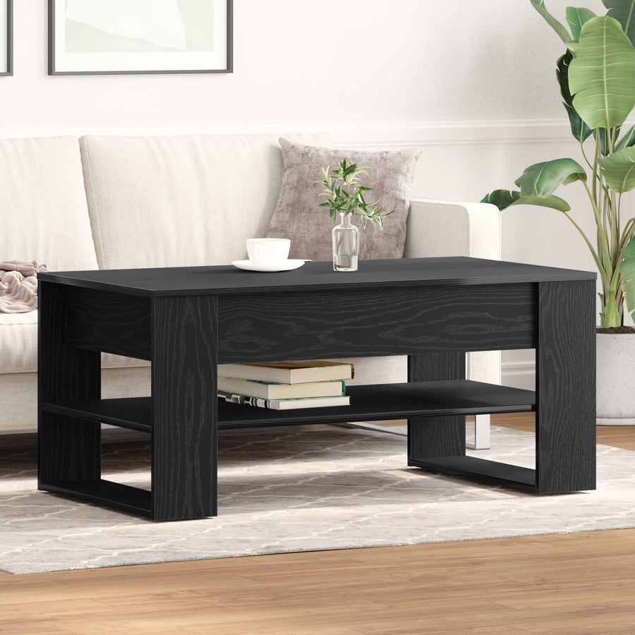 Salontafel Zwart Eiken 102X55X45 Cm Bewerkt Hout