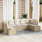 Garden Dining Set with Storage 7 pcs Beige and Cream Poly Rattan