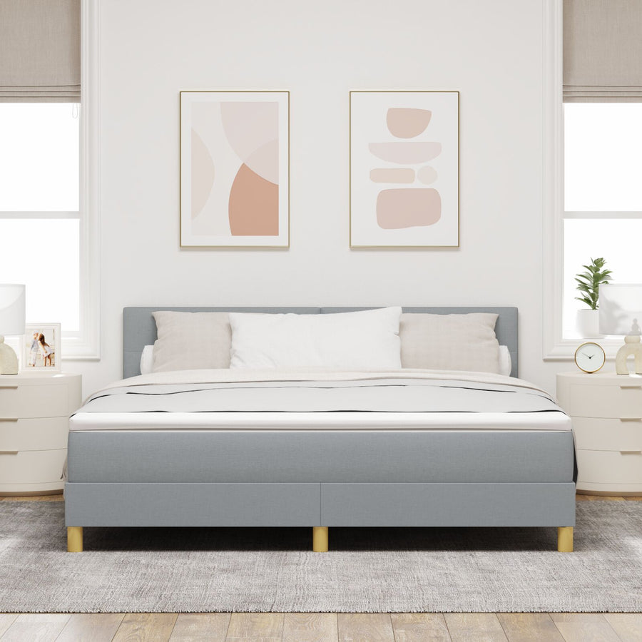Boxspring Bed Met Matras Stof Lichtgrijs 180 x 200 cm Met knoop gestikt