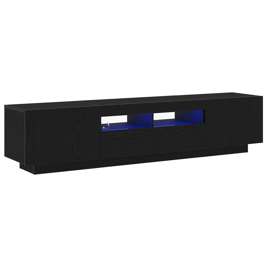 Tv-Kast Met Led-Verlichting - Zwart Eiken - 180X35X40 Cm - Bewerkt Hout