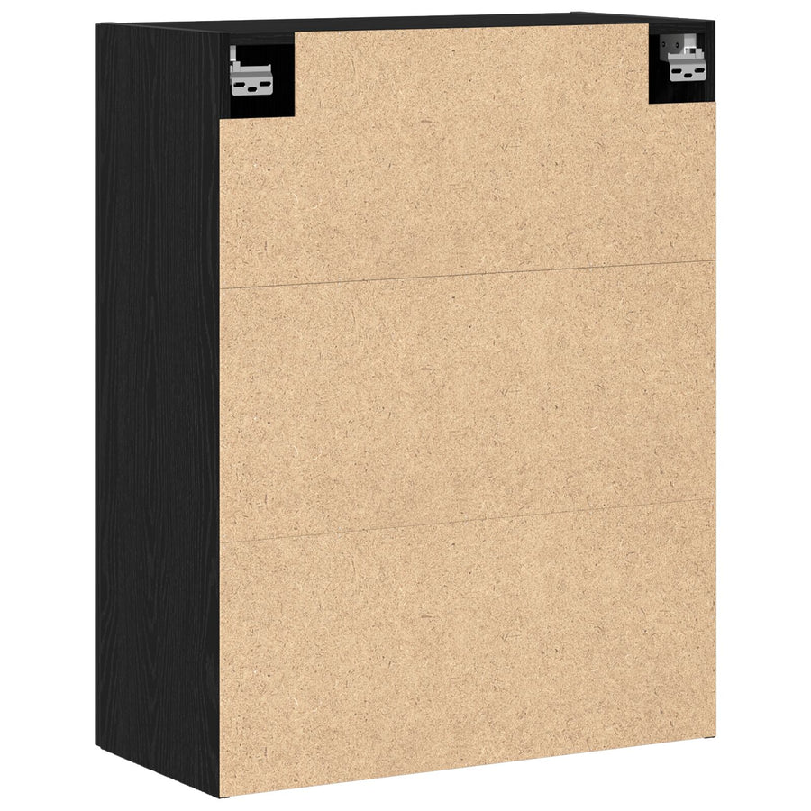 Wandkast 69,5X34X90 Cm Gelaagd Hout Zwart eiken