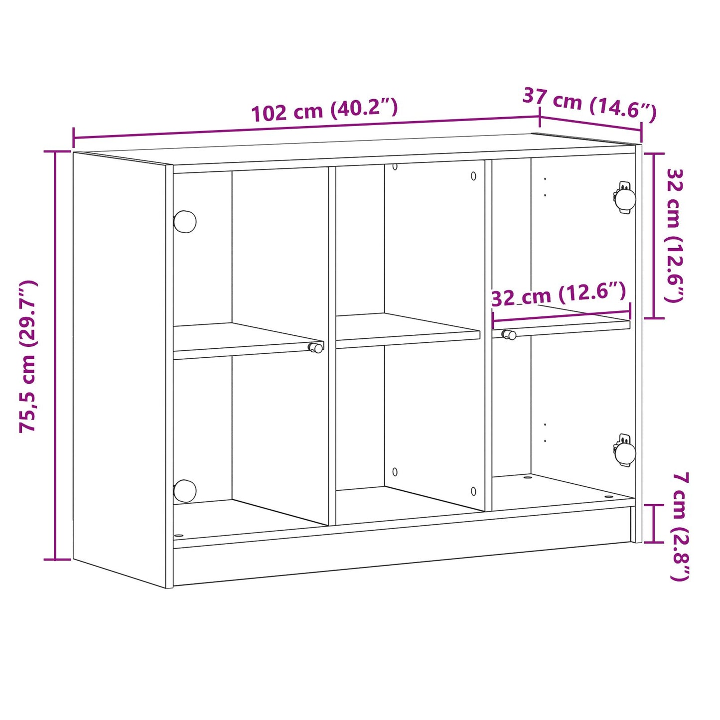 Dressoir Zwart Eiken 102X37X75,5 Cm Engineered Hout