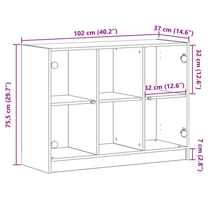 Dressoir Zwart Eiken 102X37X75,5 Cm Engineered Hout