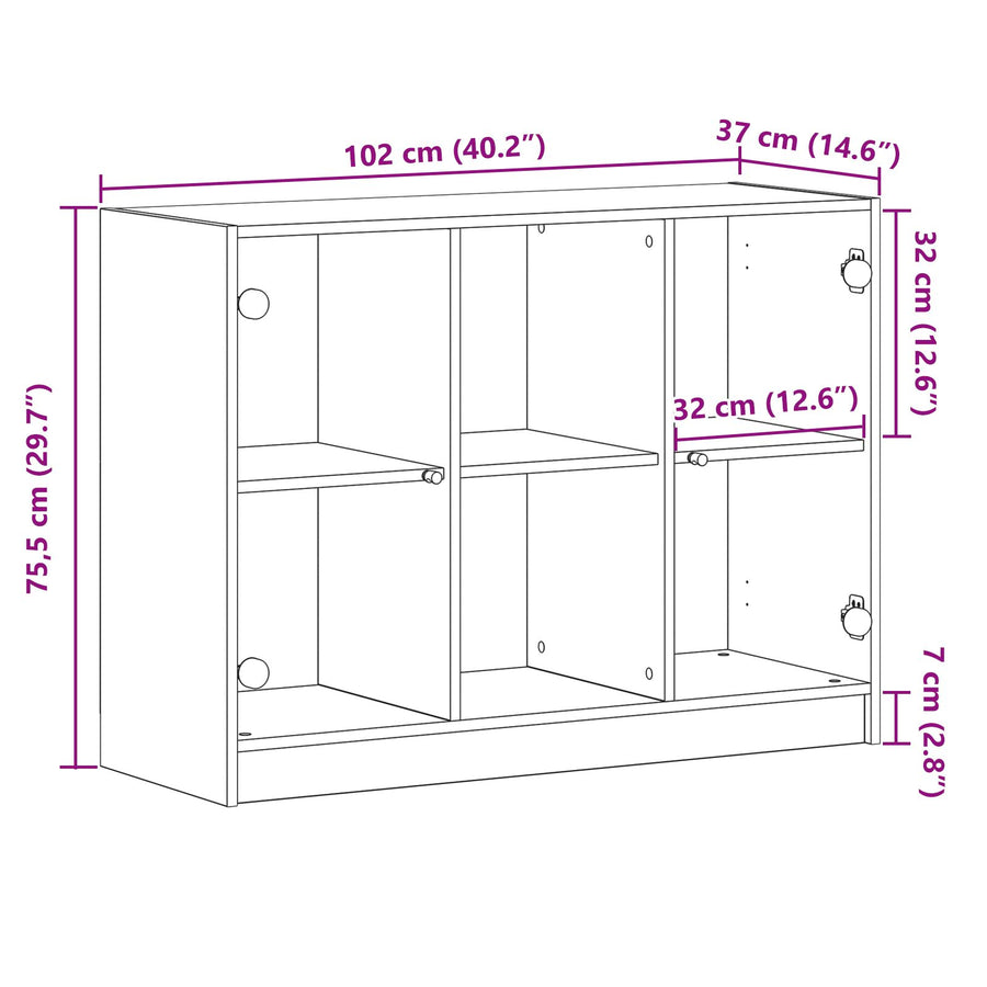 Dressoir Zwart Eiken 102X37X75,5 Cm Engineered Hout