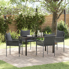 Garden Dining Set 5 pcs Black and Grey PE Rattan