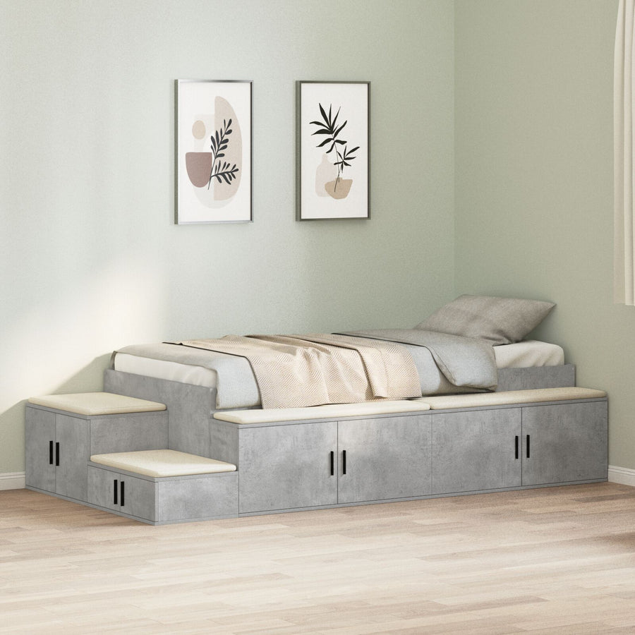 Opslagbed Beton Grijs Engineered Wood 75 X 190 Cm Opslagbedframe Artisanaal Eiken