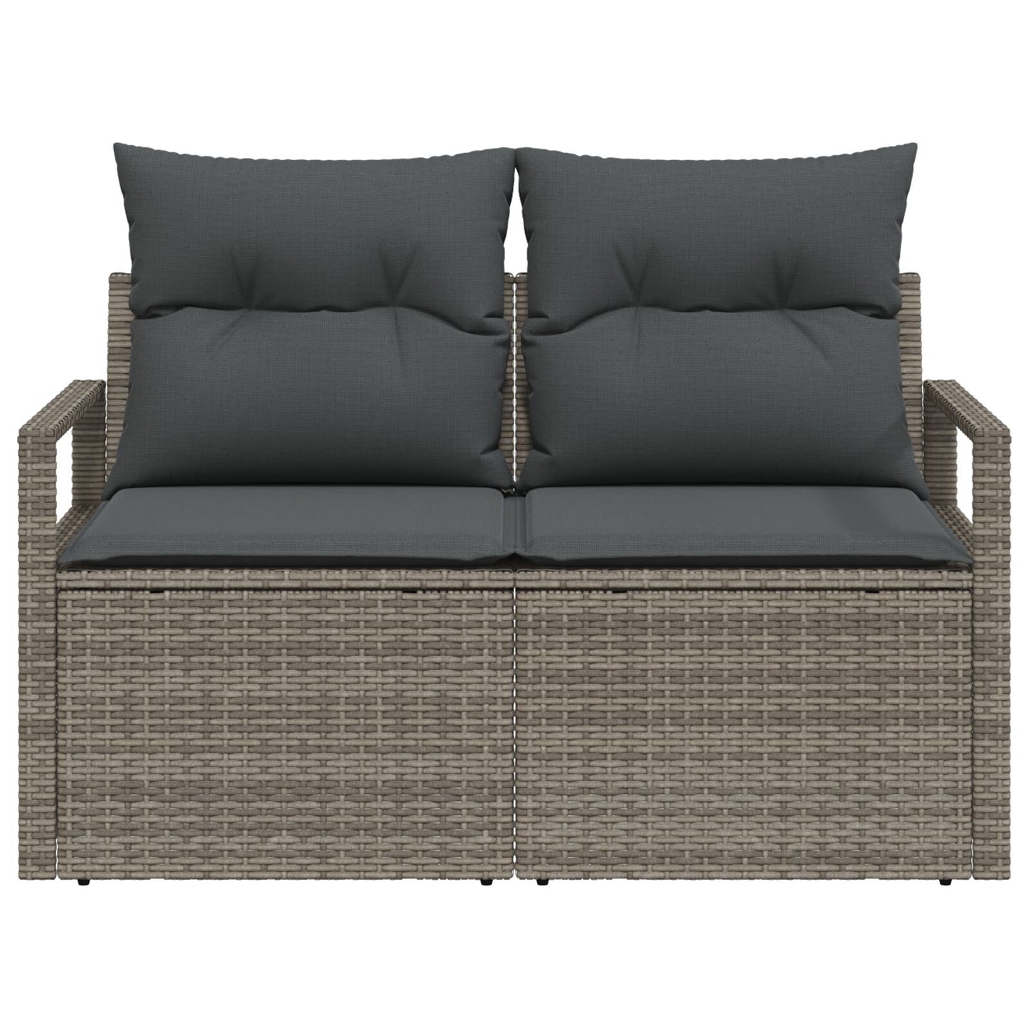 2-Zits Tu Sofa Met Kussens Poly Rattan Grijs zonder opbergruimte