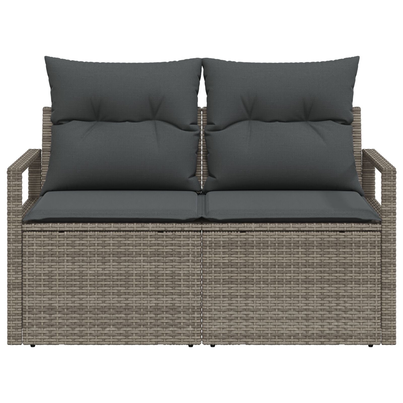 2-Zits Tu Sofa Met Kussens Poly Rattan Grijs zonder opbergruimte